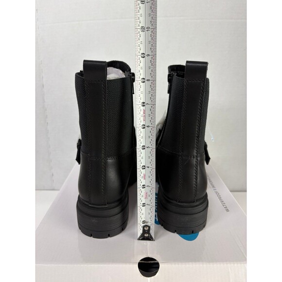 AQUA COLLEGE Women's Grant Black Leather Platform Back Pull Tab Block Heel 8M - Picture 3 of 6